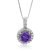 Pendant Necklace, Purple CZ Solitaire Pendant Necklace For Women In 0.925 Sterling Silver With 18" Chain - Silver