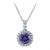 Pendant Necklace, Purple CZ Solitaire Pendant Necklace For Women In 0.925 Sterling Silver With 18" Chain