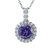 Pendant Necklace, Purple CZ Solitaire Pendant Necklace For Women In 0.925 Sterling Silver With 18" Chain