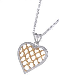 Pendant Necklace, Yellow Gold Plated Silver Heart Pendant Necklace For Women In .925 Sterling Silver With 18" Chain
