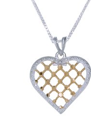 Pendant Necklace, Yellow Gold Plated Silver Heart Pendant Necklace For Women In .925 Sterling Silver With 18" Chain - Silver
