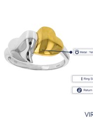 Two Hearts Fashion Ring In Yellow Gold Plated Over .925 Sterling Silver