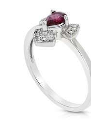 0.30 Cttw Garnet Ring .925 Sterling Silver With Rhodium Pear Shape 6x4 mm - 11 mm