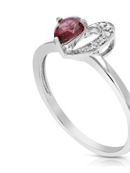 0.30 Cttw Garnet Ring .925 Sterling Silver With Rhodium Pear Shape 6x4 mm - 7 mm
