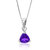 0.60 Cttw Pendant Necklace, Purple Amethyst Trillion Shape Pendant Necklace For Women In 18 Inch Chain, Prong Setting - 0.5" L x 0.25" W - Silver