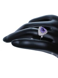0.60 Cttw Purple Amethyst Ring .925 Sterling Silver Solitaire Triangle 6 mm