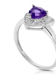 0.60 Cttw Purple Amethyst Ring .925 Sterling Silver Solitaire Triangle 6 mm