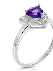 0.60 Cttw Purple Amethyst Ring .925 Sterling Silver Solitaire Triangle 6 mm - Silver
