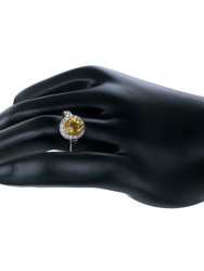 0.65 Cttw Citrine Ring In .925 Sterling Silver Rhodium Plating Round 10 x 8 mm