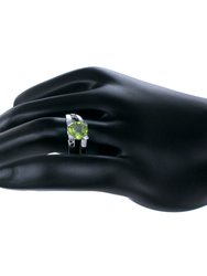 0.65 Cttw Peridot Ring .925 Sterling Silver With Rhodium Solitaire Round 6 mm