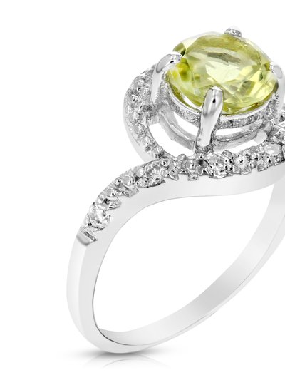 Vir Jewels 0.70 Cttw Lemon Quartz Ring .925 Sterling Silver With Rhodium Round Shape 7 mm - 12 mm W product