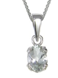 0.70 Cttw Pendant Necklace, Green Amethyst Oval Pendant Necklace for Women In .925 Sterling Silver With Rhodium, 18 Inch Chain, Prong Setting