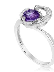 0.70 Cttw Purple Amethyst Heart Ring .925 Sterling Silver With Rhodium 6 mm
