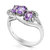 0.90 Cttw Purple Amethyst Ring .925 Sterling Silver With Rhodium Oval 6 x 4 mm