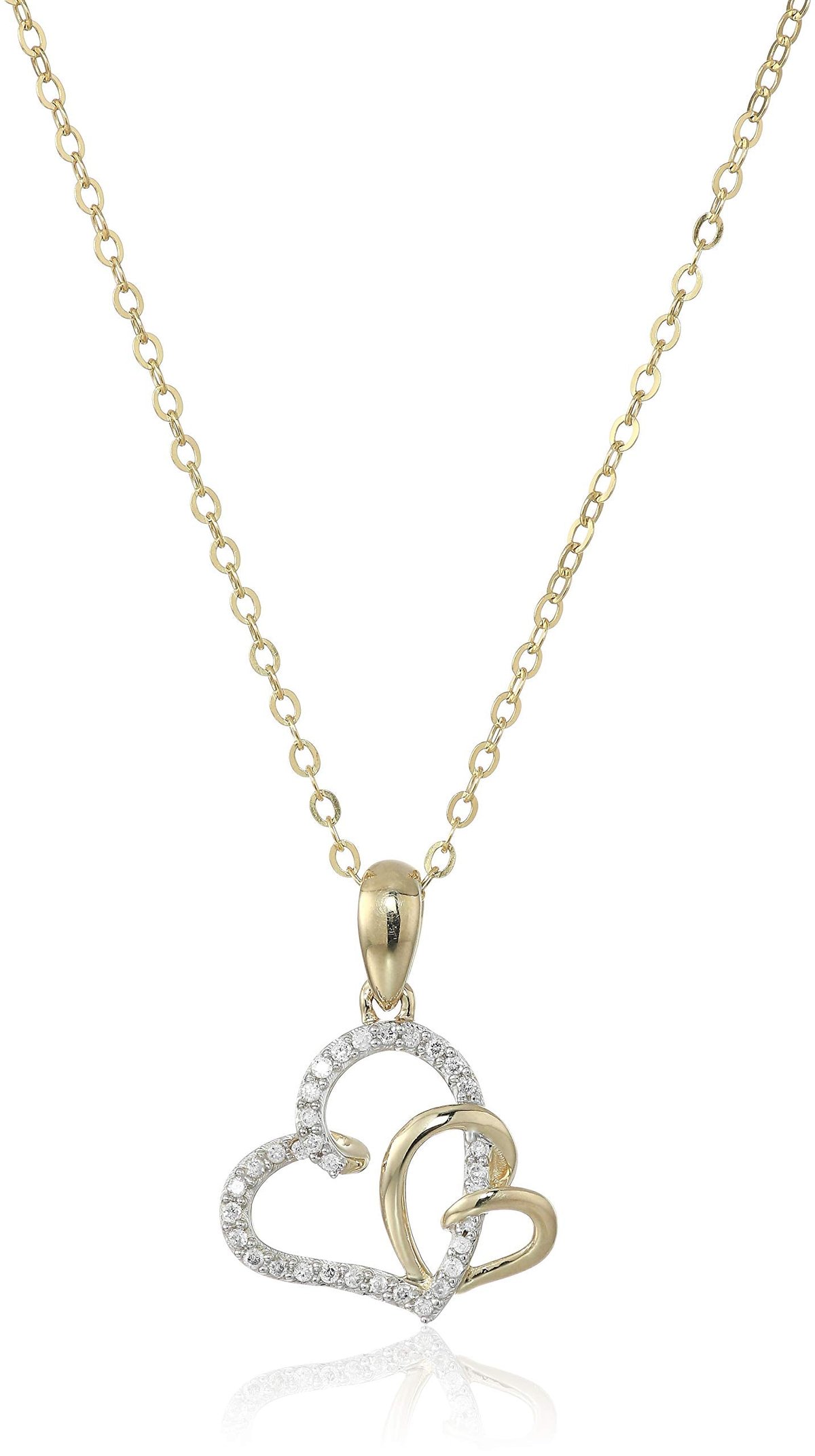 Vir Jewels Yellow Gold 1/10 cttw Diamond Heart Pendant In 14K