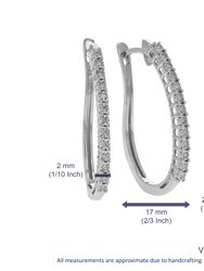 1/10 Cttw Diamond Hoop Earrings For Women, Round Lab Grown Diamond Earrings In Prong Setting, Width 1/10", Height 1"