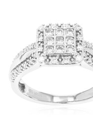 1/2 cttw Diamond Engagement Ring For Women, Round Lab Grown Diamond Ring In 0.925 Sterling Silver, Prong Setting, Size 7- 2/5" W - Silver