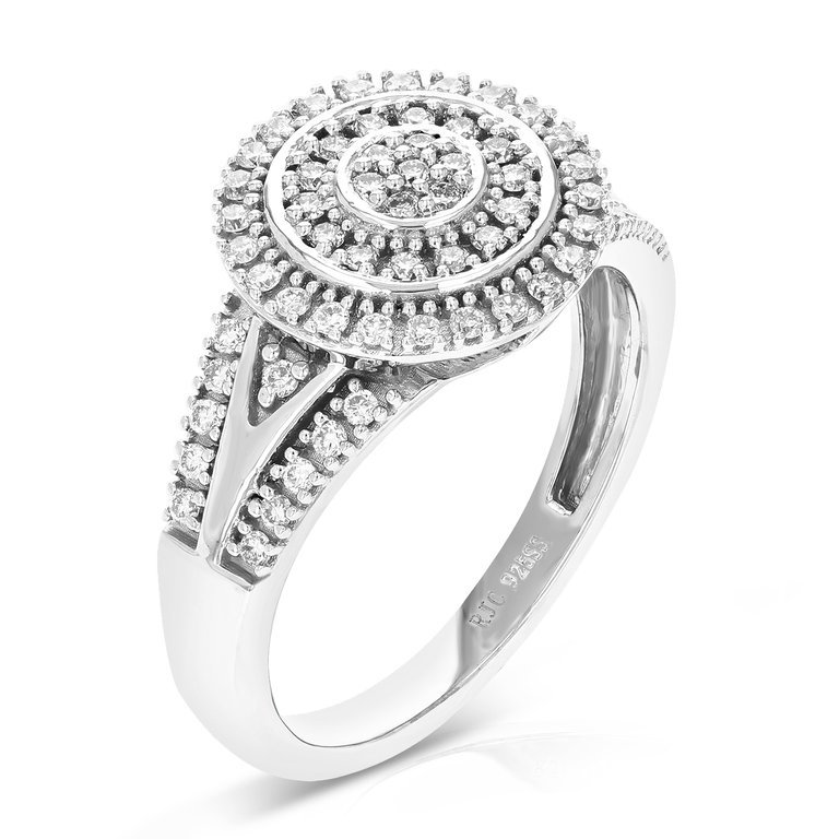 1/2 cttw Diamond Engagement Ring For Women, Round Lab Grown Diamond Ring In 0.925 Sterling Silver, Prong Setting, Size 7 - 2/5"