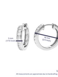 1/2 cttw Diamond Hoop Earrings For Women, Round Lab Grown Diamond Earrings In .925 Sterling Silver, Channel Setting, 1/2"