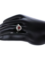 1/2 cttw Garnet Ring .925 Sterling Silver With Rhodium Plating Round Shape 5 MM