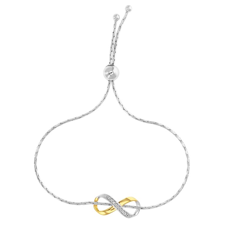 1/20 cttw Diamond Bracelet Yellow Gold Plated Over .925 Sterling Silver Infinity - Yellow - Silver