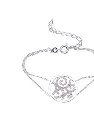1/20 cttw Diamond Charm Bracelet Brass With Rhodium Plating Circle Design - Rhodium