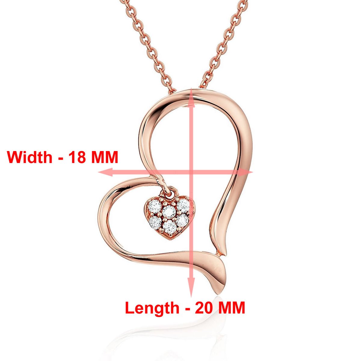 Vir Jewels 14k Rose Gold 1/20 Cttw Diamond Heart Pendant Necklace