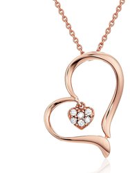 1/20 Cttw Diamond Heart Pendant Necklace 14K Rose Gold With 18" Chain