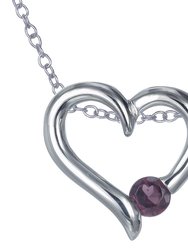 1/4 cttw Pendant Necklace, Garnet Pendant Necklace For Women In .925 Sterling Silver With Rhodium, 18 Inch Chain, Prong Setting - 0.6" L x 0.6" W