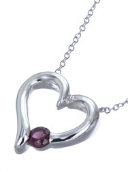 1/4 cttw Pendant Necklace, Garnet Pendant Necklace For Women In .925 Sterling Silver With Rhodium, 18 Inch Chain, Prong Setting - 0.6" L x 0.6" W
