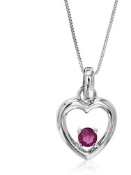 1/4 cttw Pendant Necklace, Garnet Pendant Necklace For Women In .925 Sterling Silver With Rhodium, 18 Inch Chain, Prong Setting - 0.8" L x 0.5" W - Silver