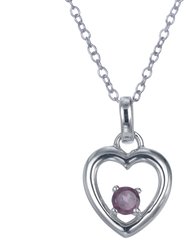 1/4 cttw Pendant Necklace, Garnet Pendant Necklace For Women In .925 Sterling Silver With Rhodium, 18 Inch Chain, Prong Setting - 0.8" L x 0.5" W