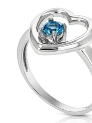 1/5 Cttw Swiss Blue Topaz Ring .925 Sterling Silver Rhodium Heart Shape 4 MM
