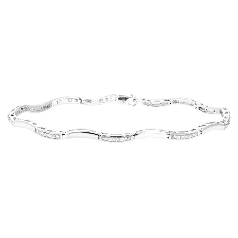 1/8 Cttw Diamond Bracelet For Women, Round Lab Grown Diamond Tennis Bracelet In .925 Sterling Silver, Channel Setting, 7.5" - Silver