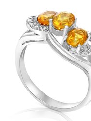 1 cttw Citrine Ring .925 Sterling Silver With Rhodium Plating Oval Shape 6 x 4 mm