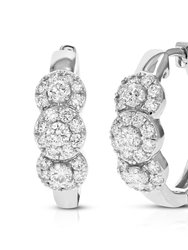 1 Cttw Diamond Hoop Earrings For Women, Round Lab Grown Diamond Earrings In .925 Sterling Silver, Prong Setting, 18 MM H x 6 MM W - Silver
