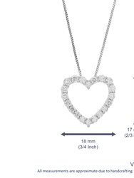 1 Cttw Diamond Pendant Necklace For Women, Lab Grown Diamond Heart Pendant Necklace In .925 Sterling Silver with Chain, Size 2/3"