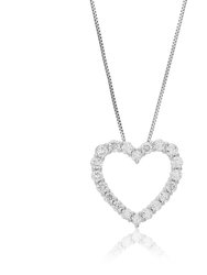 1 Cttw Diamond Pendant Necklace For Women, Lab Grown Diamond Heart Pendant Necklace In .925 Sterling Silver with Chain, Size 2/3" - Sterling Silver