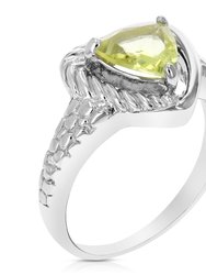 1 cttw Lemon Quartz Ring .925 Sterling Silver With Rhodium Triangle Shape 7 MM - Sterling Silver