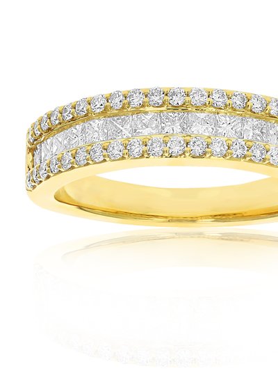 Vir Jewels 1 Cttw Princess And Round Diamond Wedding Band 14K Yellow Gold Multi Row Bridal product