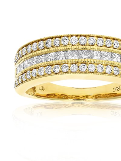 Vir Jewels 1 Cttw Princess And Round Diamond Wedding Band With Milgrain 14K Yellow Gold product