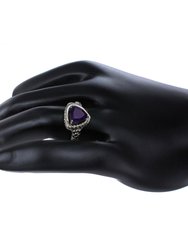 1 Cttw Purple Amethyst Ring .925 Sterling Silver With Rhodium Triangle 7 mm - Width: 11 mm