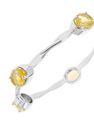 11 cttw Citrine Bangle Bracelet Brass With Rhodium Plating 11 x 9 MM Oval Twisted - Rhodium