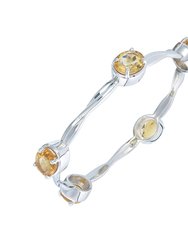 11 cttw Citrine Bangle Bracelet Brass With Rhodium Plating 11 x 9 MM Oval Twisted