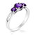 1.20 Cttw 3 Stone Purple Amethyst Ring In .925 Sterling Silver Oval And Round - Silver