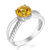 1.20 Cttw Citrine Ring .925 Sterling Silver With Rhodium Round Shape 7 MM - Silver