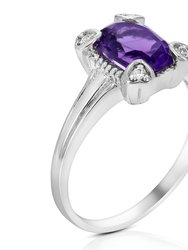 1.20 cttw Purple Amethyst Ring Solitaire Oval .925 Sterling Silver 9 x 7 MM - Silver
