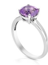 1.25 cttw Purple Amethyst Ring .925 Sterling Silver With Rhodium Round 8 MM