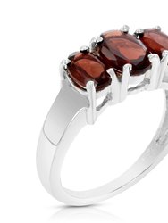 1.50 Cttw Garnet Ring In .925 Sterling Silver With Rhodium Plating Oval Shape - Silver