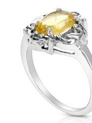 1.60 Cttw Citrine Ring .925 Sterling Silver With Rhodium Plating Oval Shape - width 14 mm 